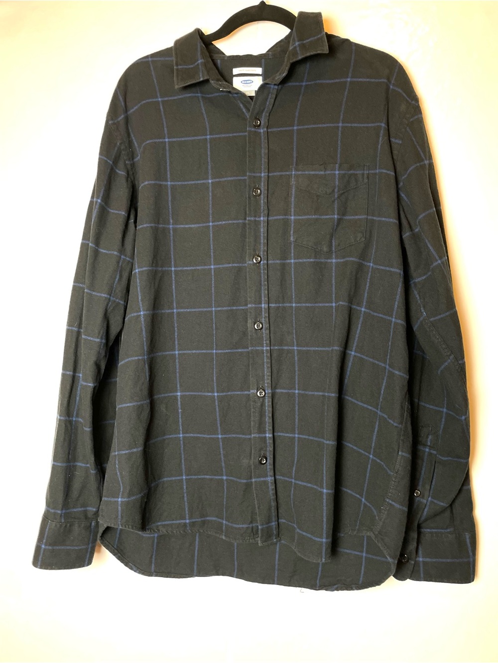 Old Navy Black Shirt with Blue Windowpane Check